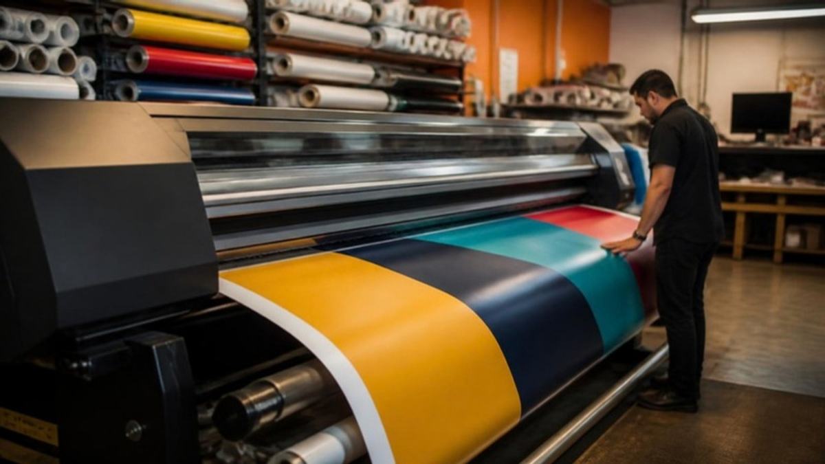 Impresión de lona en gran formato en el taller de L Printing